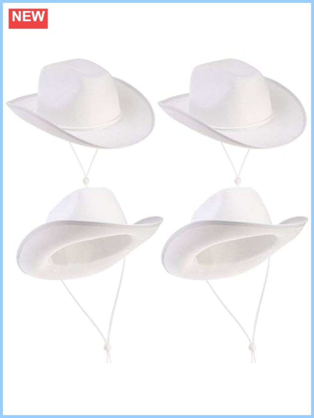 4 Pack Cowboy Hats Non Woven Adjustable Drawstring Western Costume Adult Teens